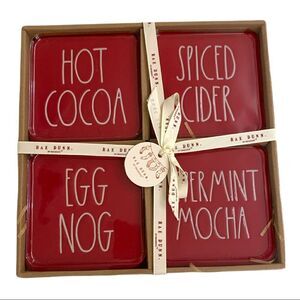 Rae Dunn Christmas Coasters  Hot Cocoa, Egg Nog,Peppermint Mocha, Spice Cider